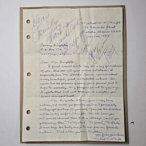 Penny Singleton Signed Handwritten Letter Blondie Jane Jetson Autograph 1989